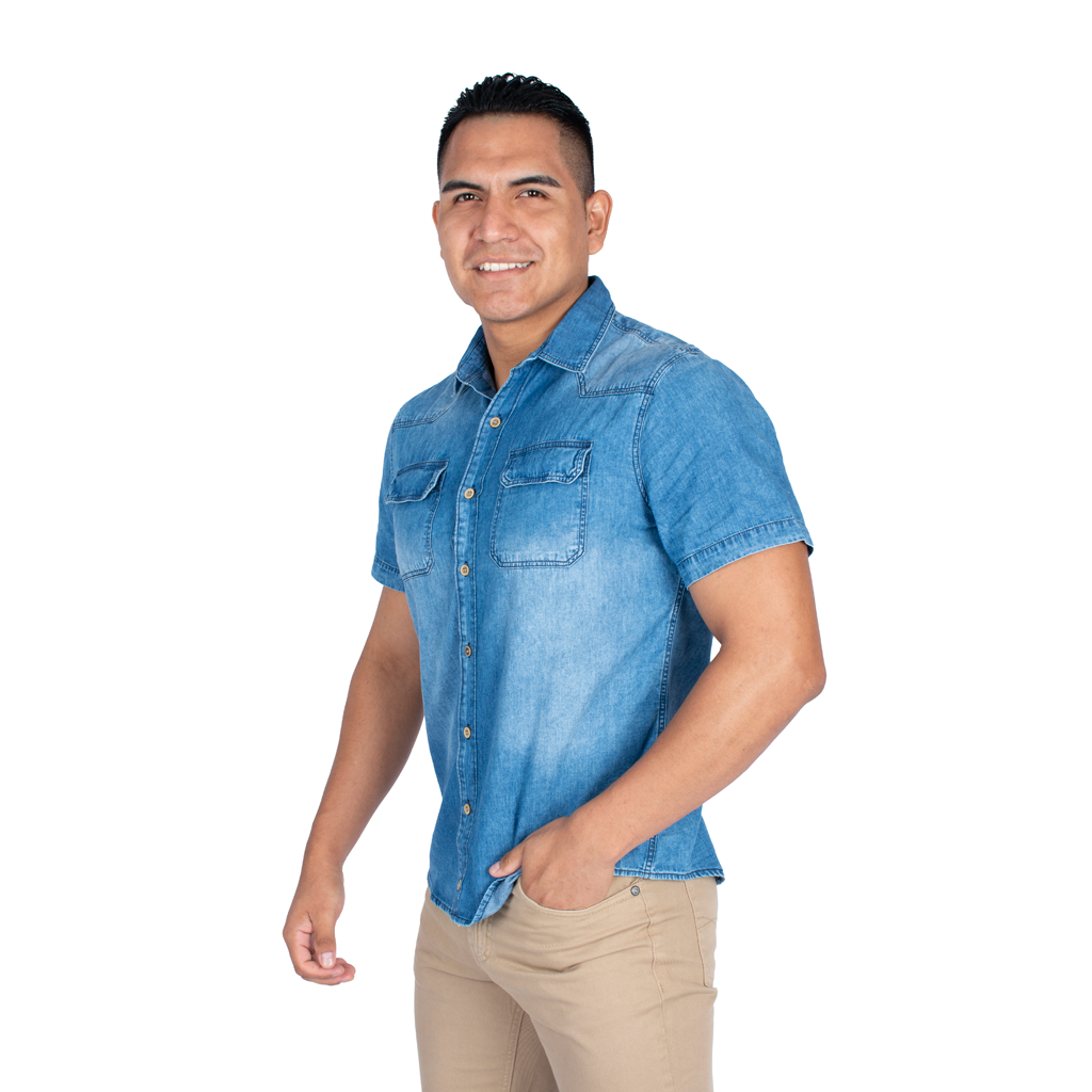 Camisa Hilo Negro Manga Corta Hombre