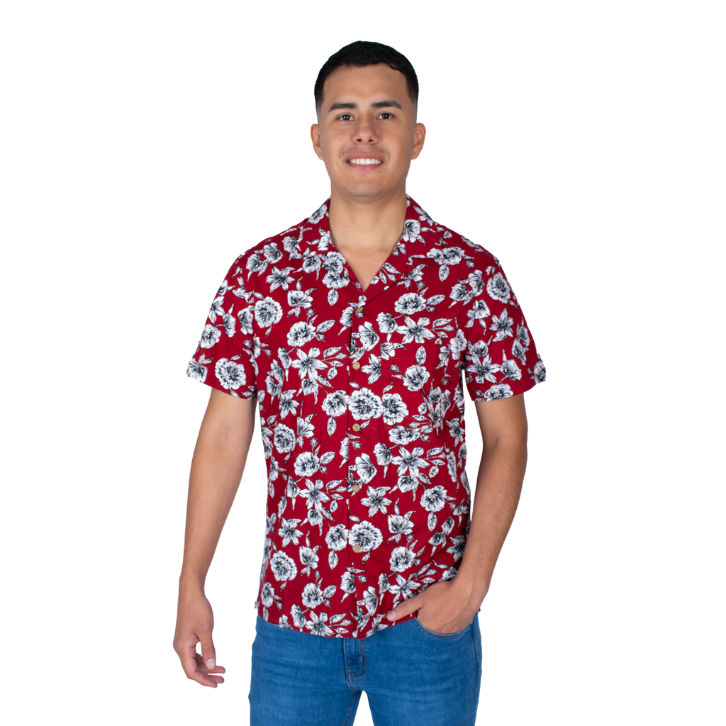 Camisa Hilo Negro Manga Corta Hombre