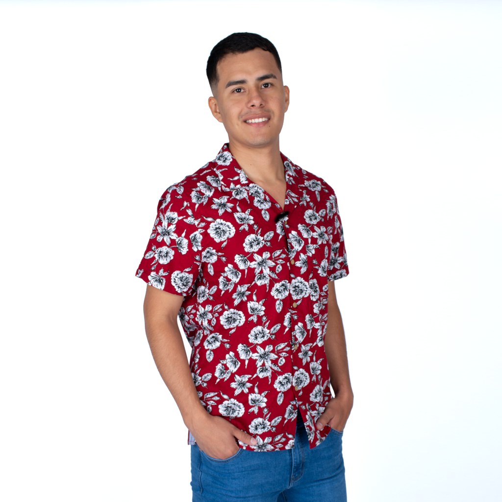 Camisa Hilo Negro Manga Corta Hombre