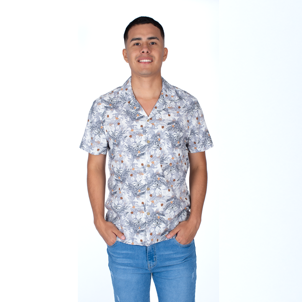 Camisa Hilo Negro Manga Corta Hombre