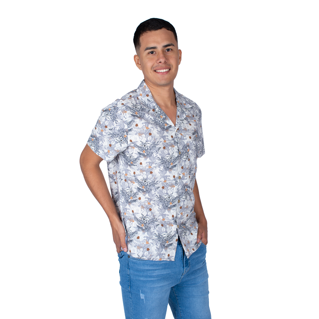 Camisa Hilo Negro Manga Corta Hombre