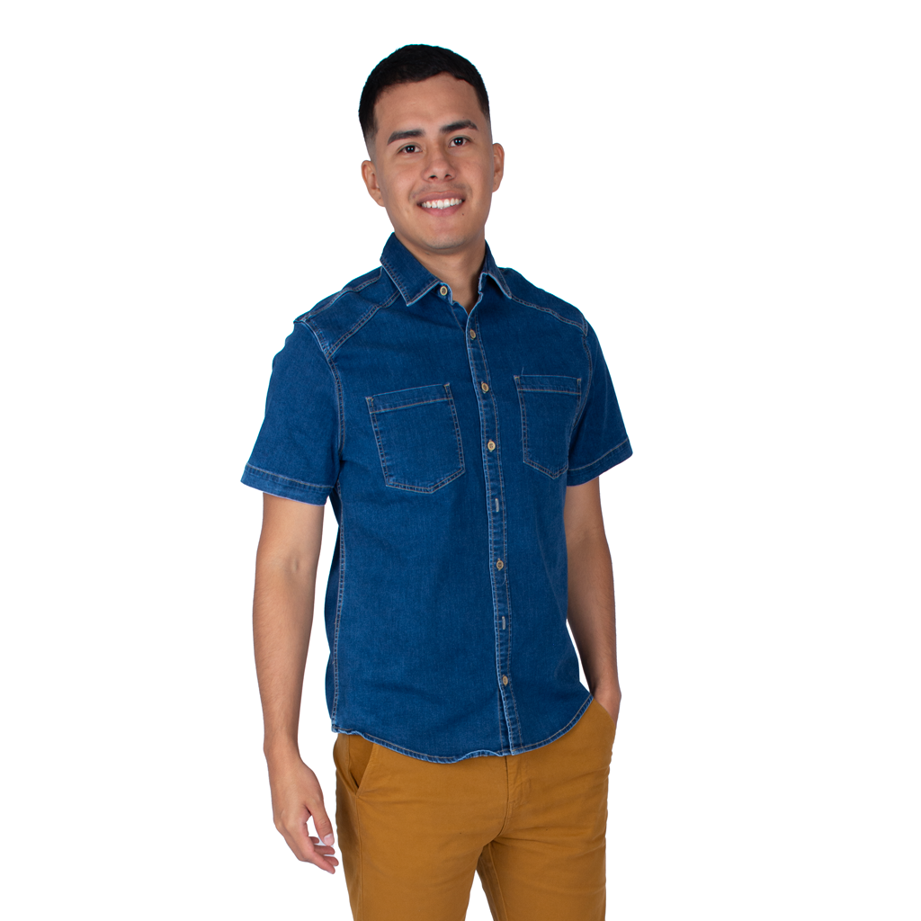 Camisa Hilo Negro Manga Corta Hombre
