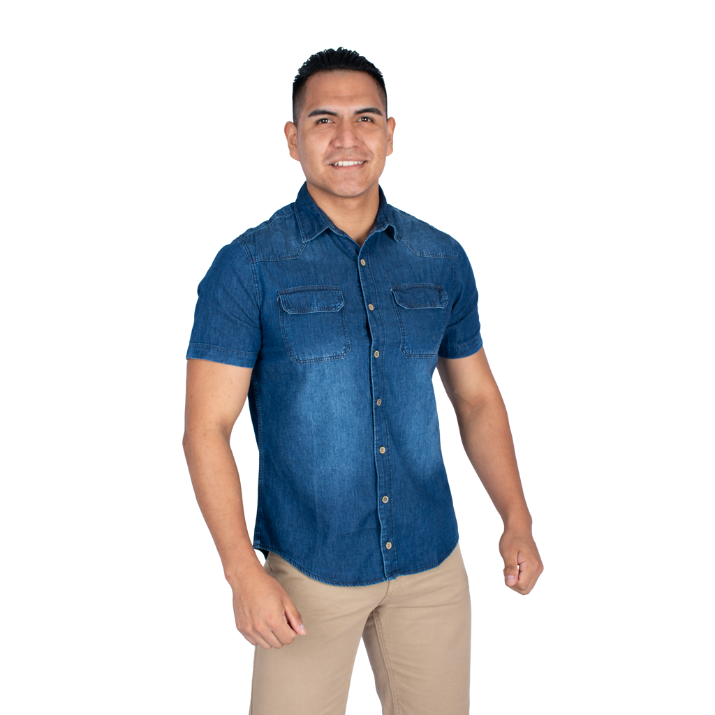 Camisa Hilo Negro Manga Corta Hombre