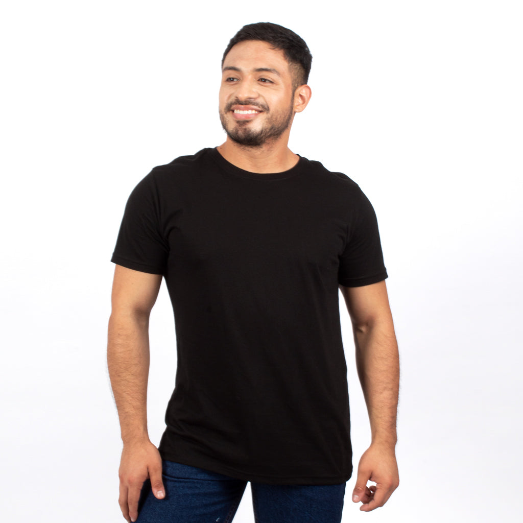 Polo Básico Hilo Negro Jersey Manga Corta Hombre
