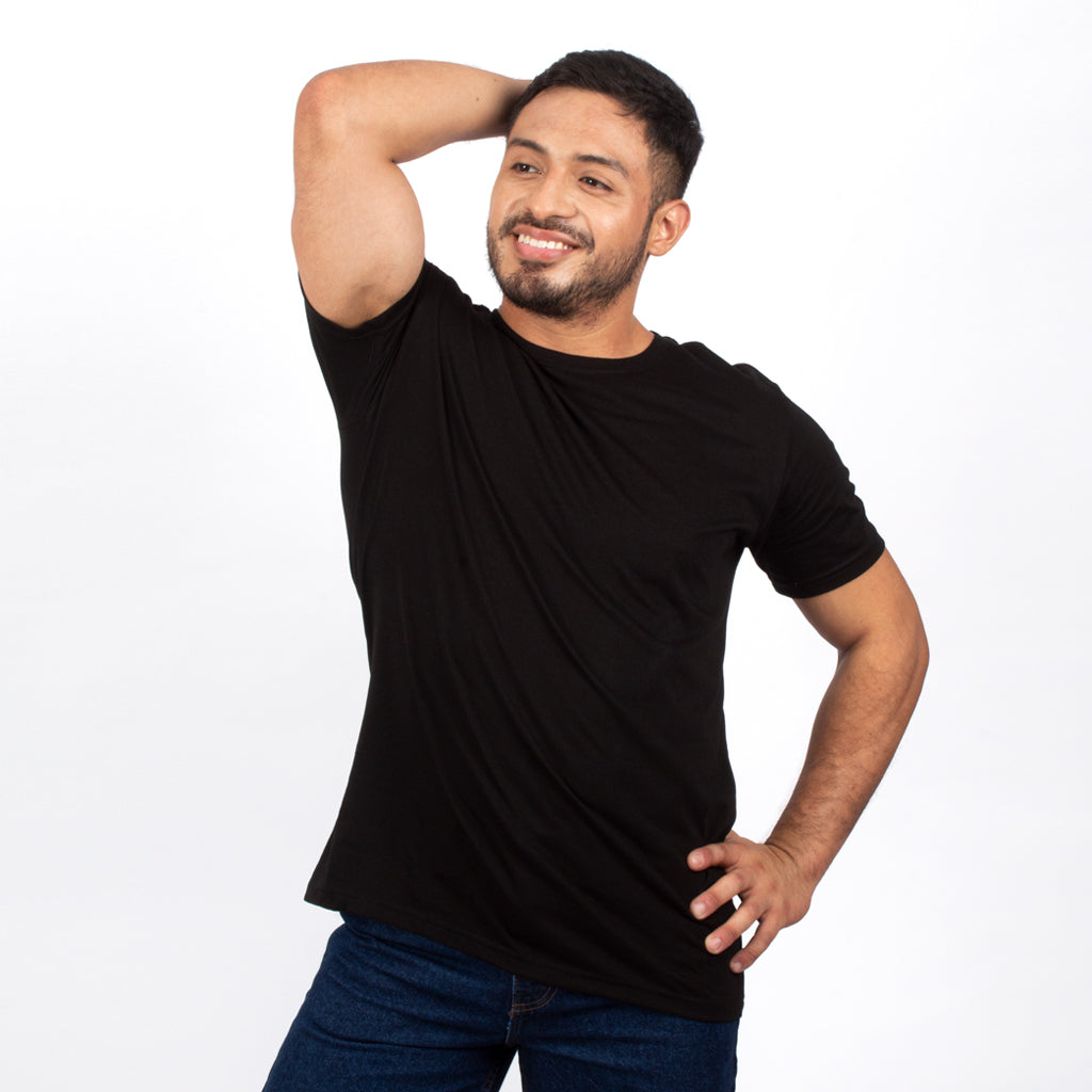 Polo Básico Hilo Negro Jersey Manga Corta Hombre