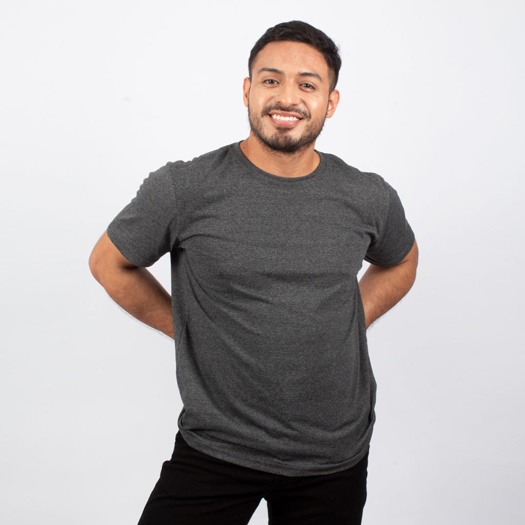 Polo Básico Hilo Negro Jersey Manga Corta Hombre