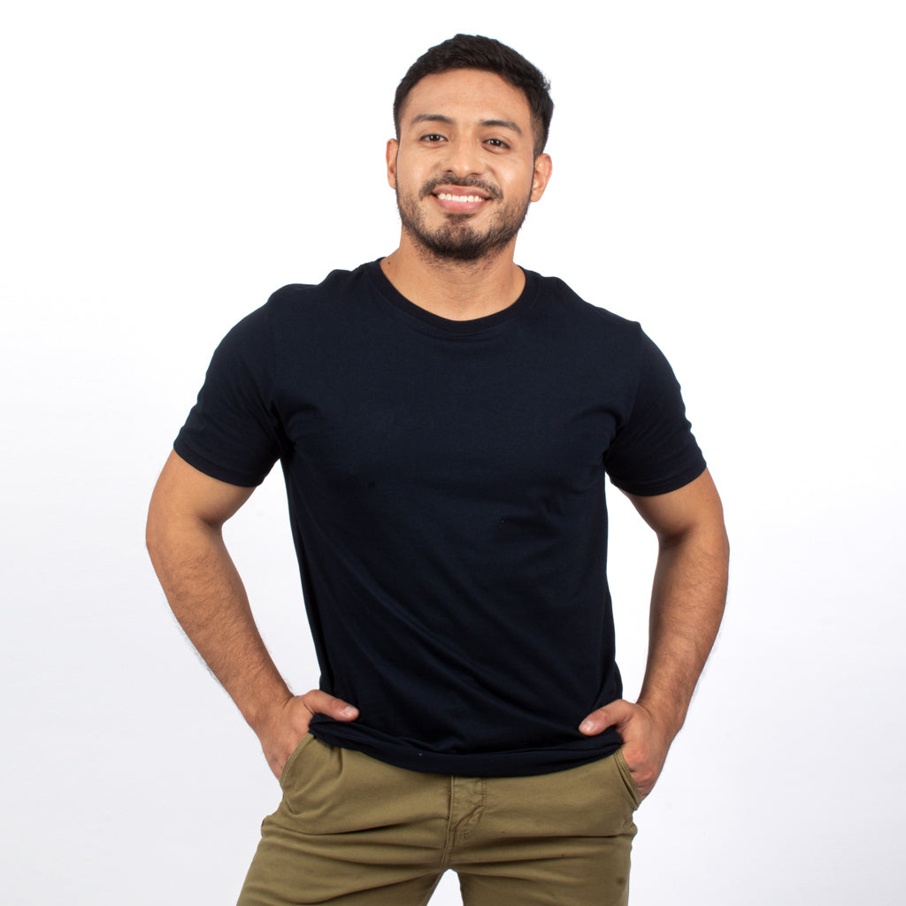 Polo Básico Hilo Negro Jersey Manga Corta Hombre