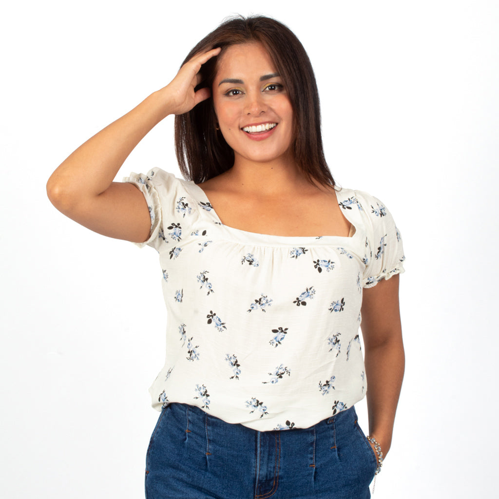 ¡NUEVO! - Blusa Ethiopia Challis Estampado Manga Corta Mujer