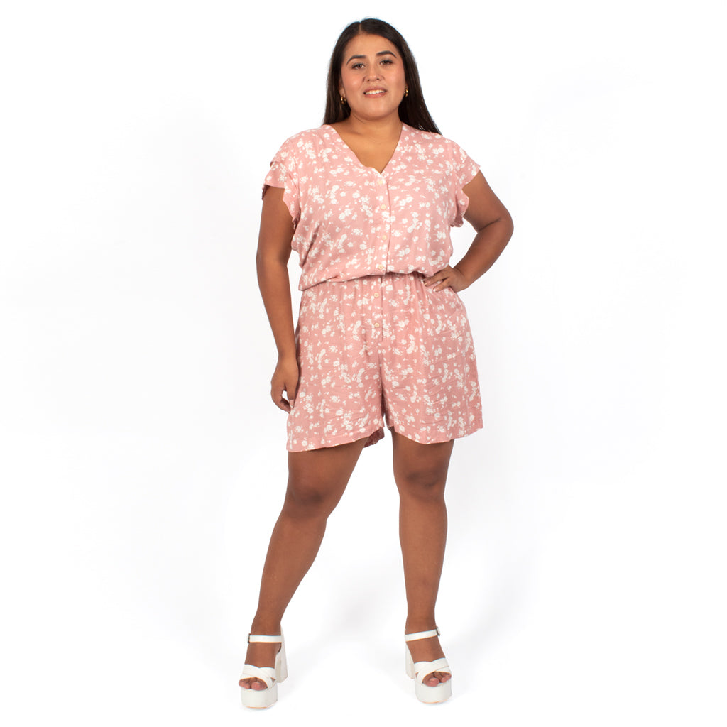 Enterizo Magnolia Challis Estampado Con Escote Mujer