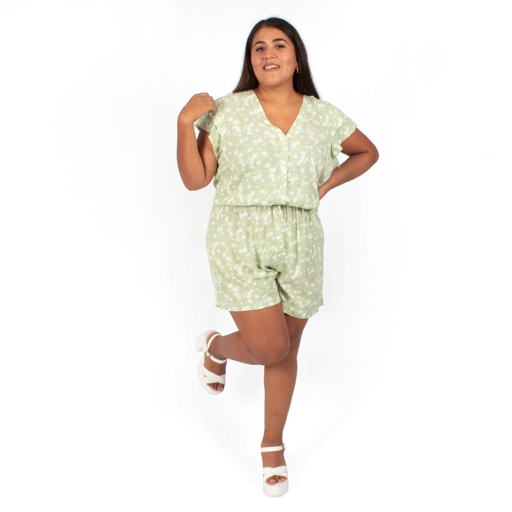 Enterizo Magnolia Challis Estampado Con Escote Mujer