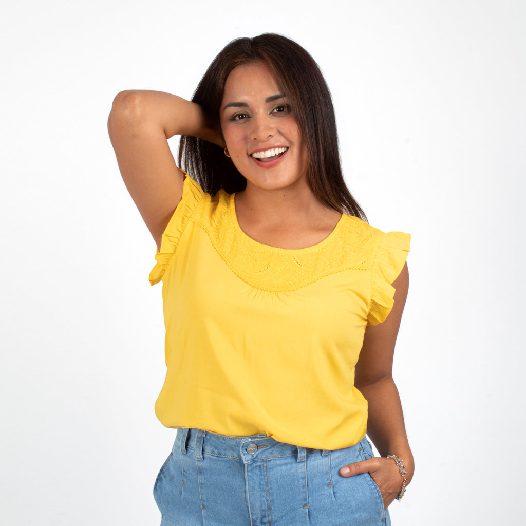 ¡NUEVO! - Blusa Ethiopia Challis Manga Cero Mujer