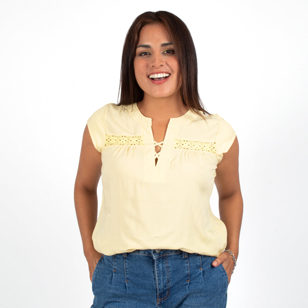 ¡NUEVO! - Blusa Ethiopia Challis Manga Corta Mujer