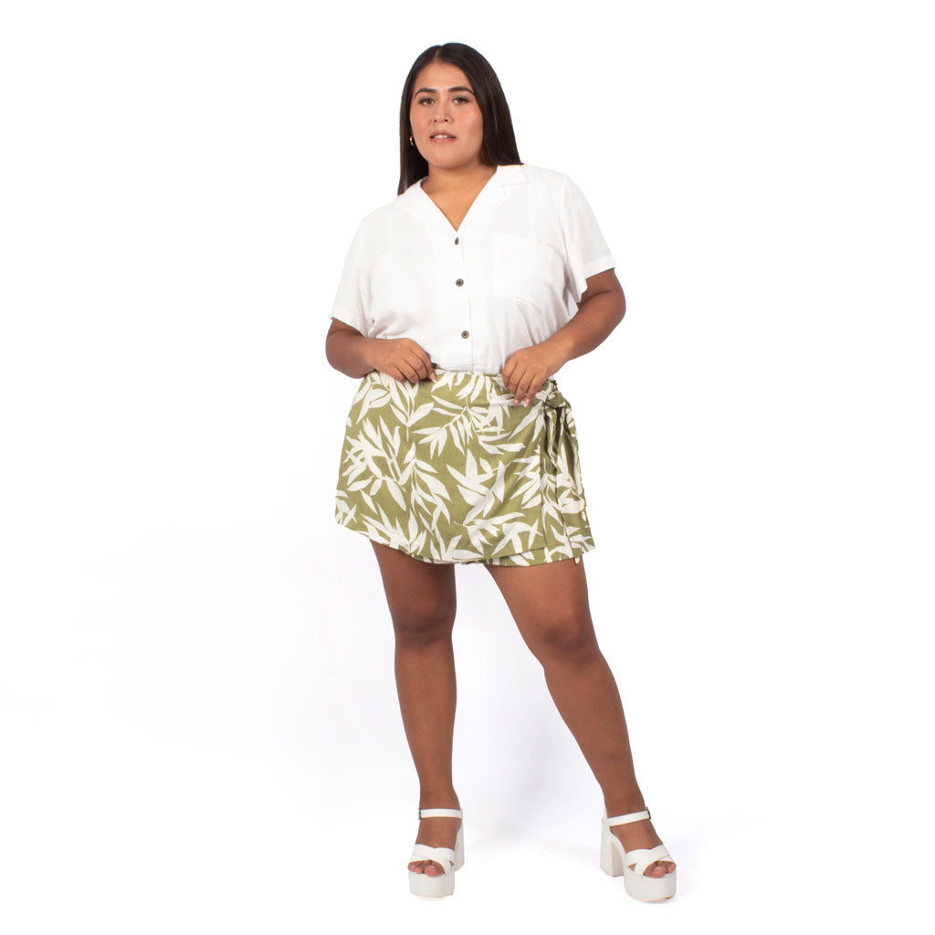Falda Short Magnolia Challis Estampado Con Pretina Mujer