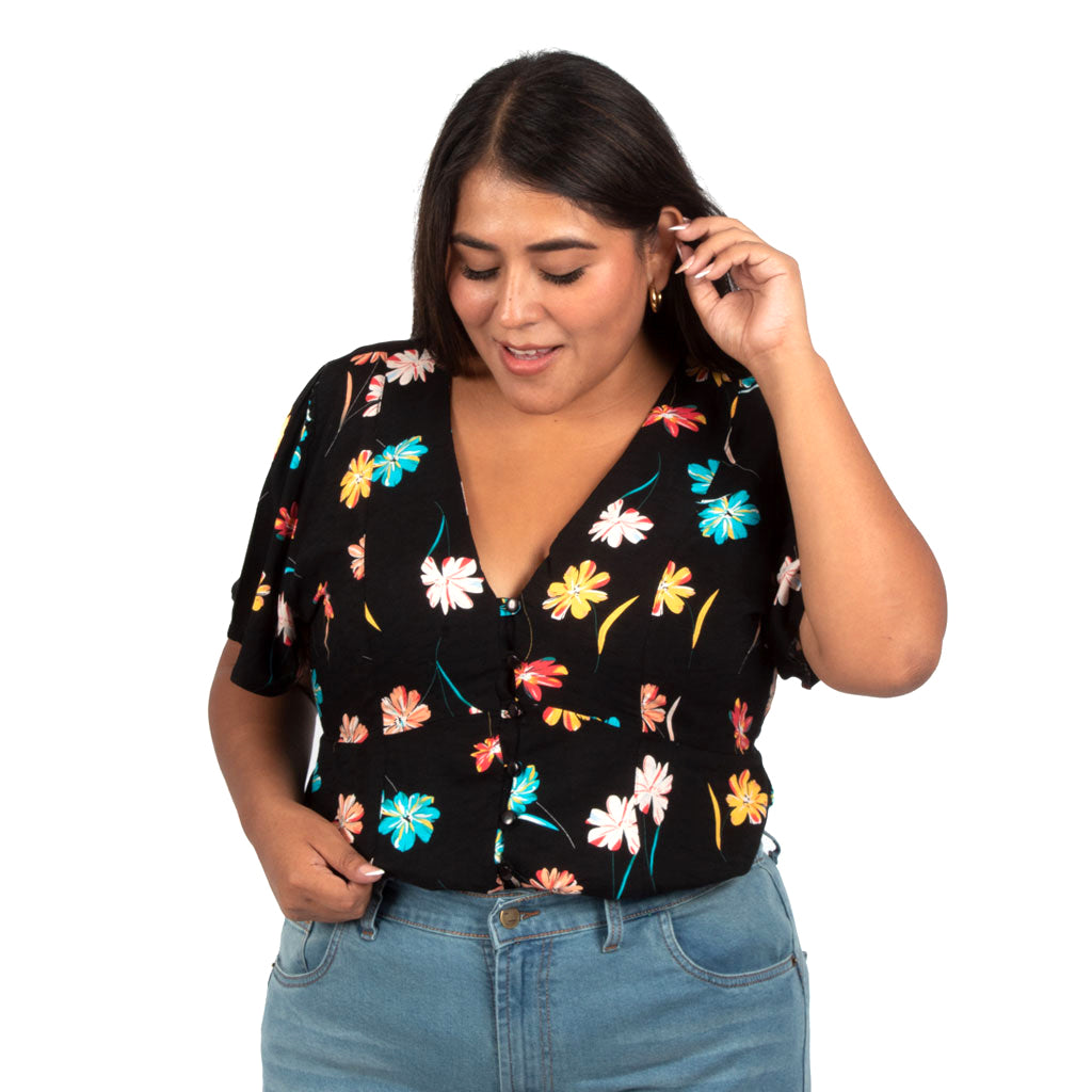 Blusa Magnolia Rayon Manga Corta Mujer