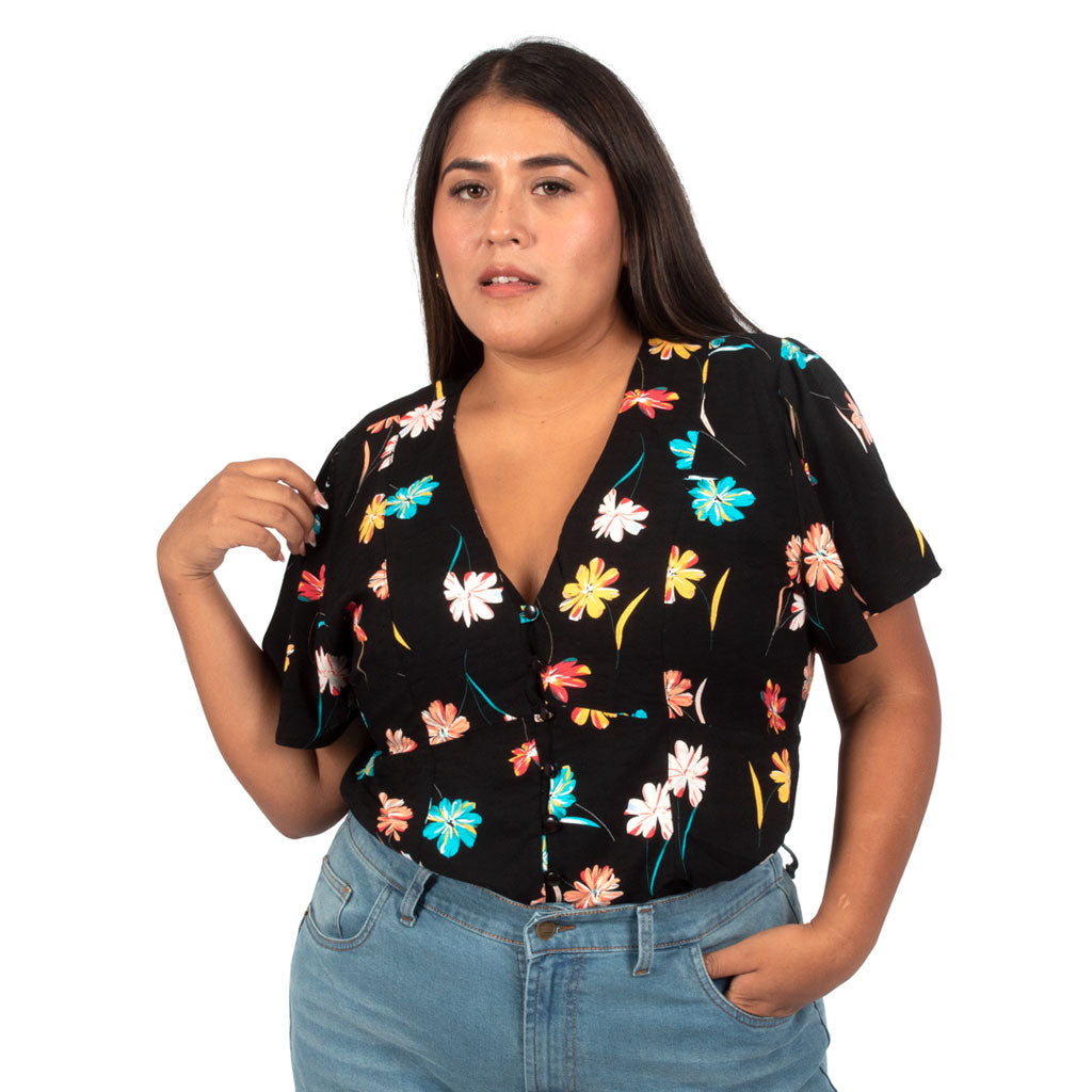 Blusa Magnolia Rayon Manga Corta Mujer