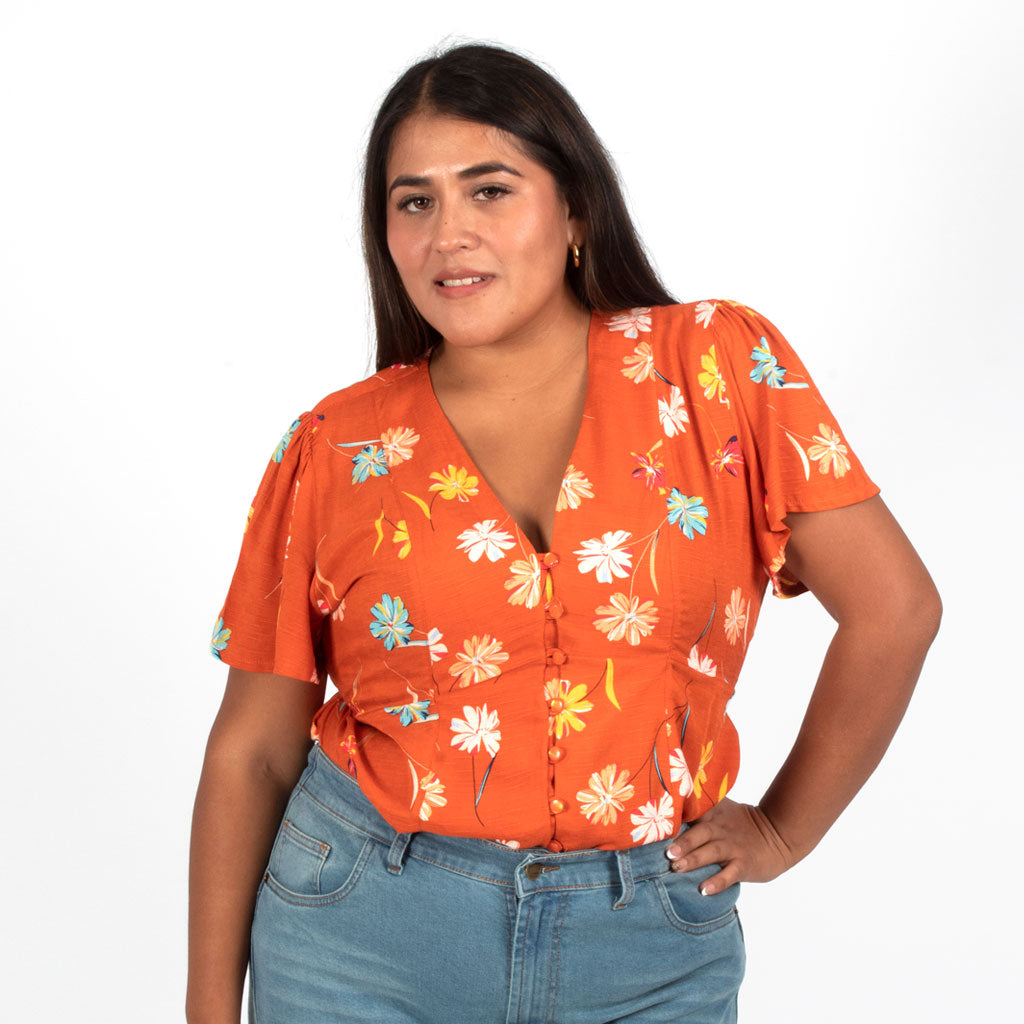 Blusa Magnolia Rayon Manga Corta Mujer