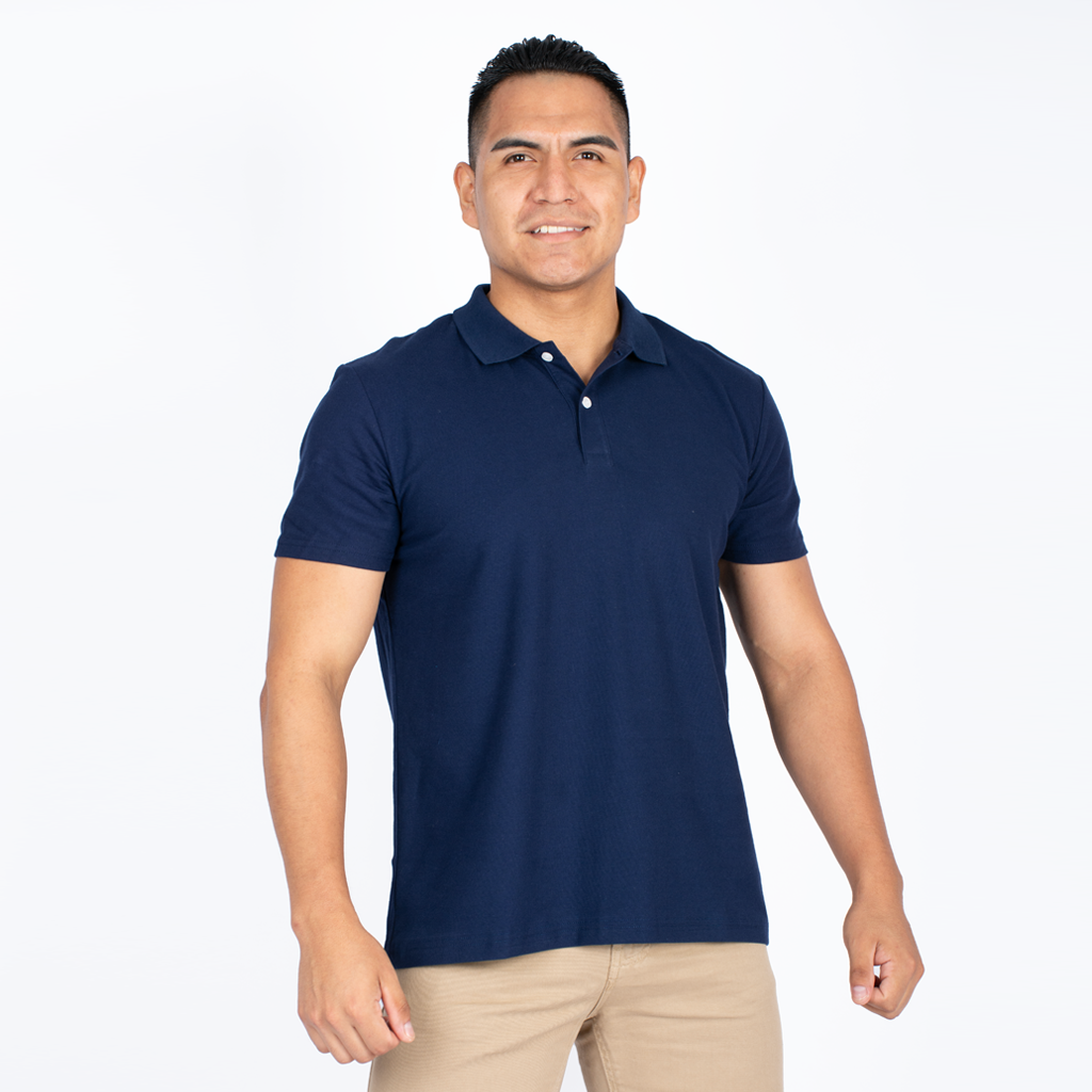Polo Hilo Negro Piquet Hombre
