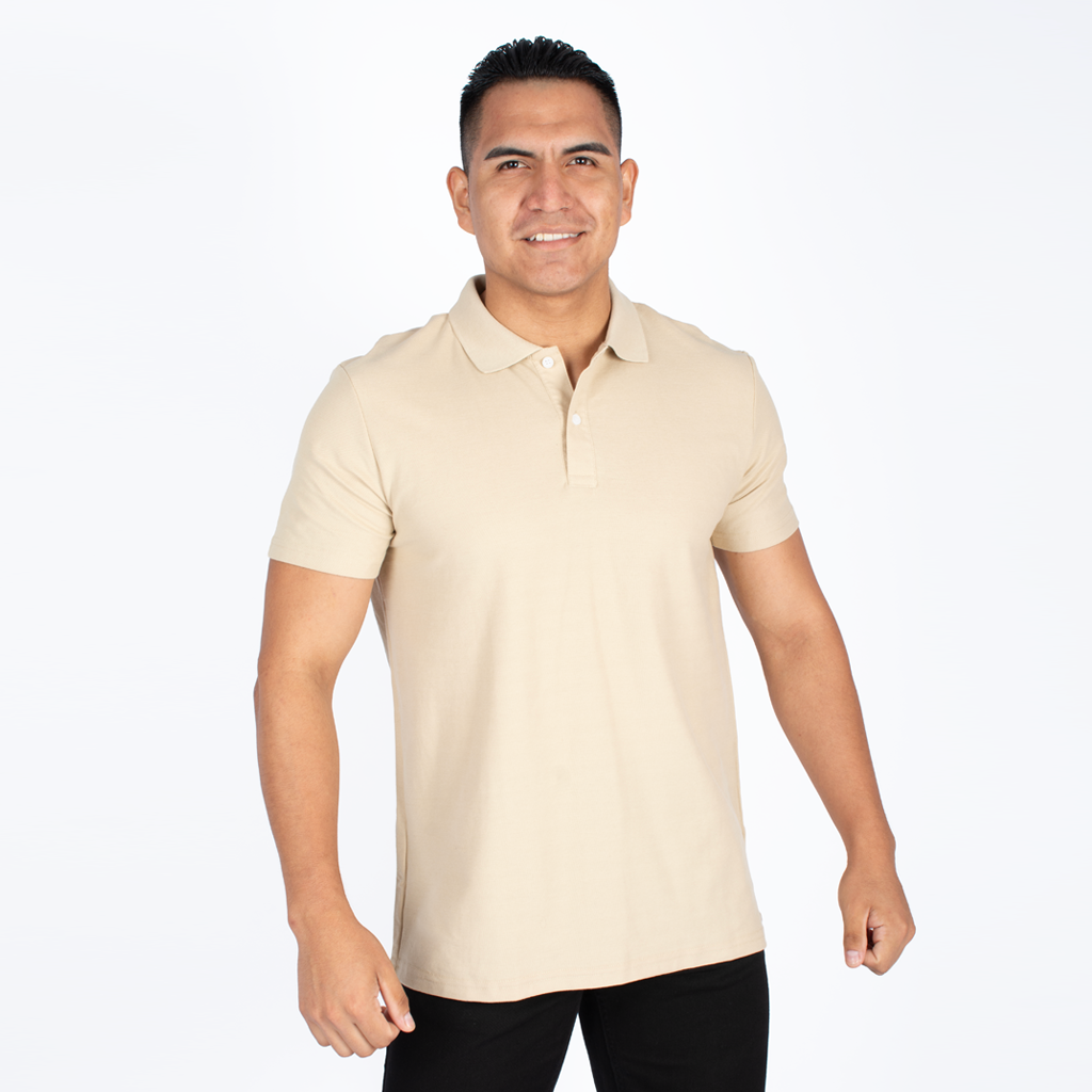 Polo Hilo Negro Piquet Hombre