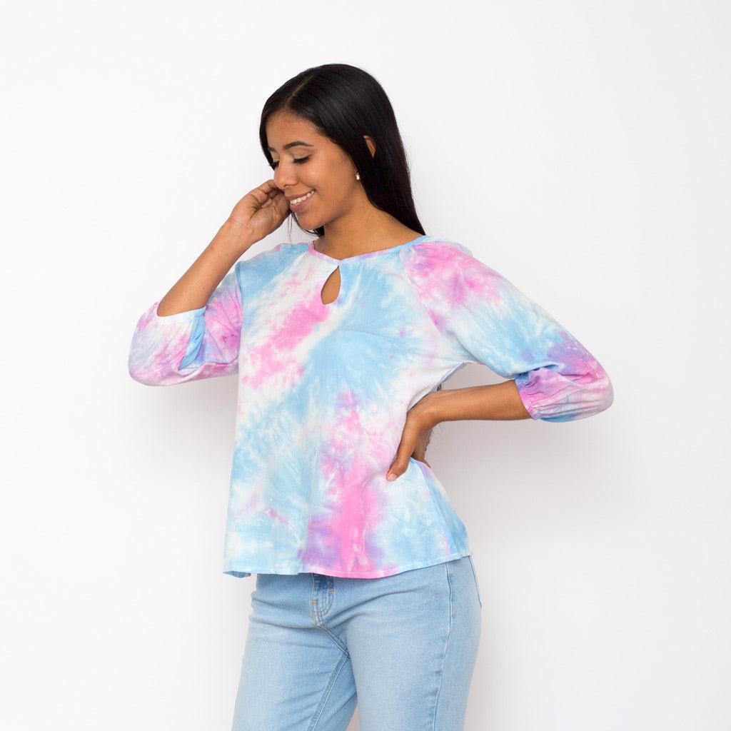 Blusa Ethiopia Tye-dye Manga 3/4 Mujer