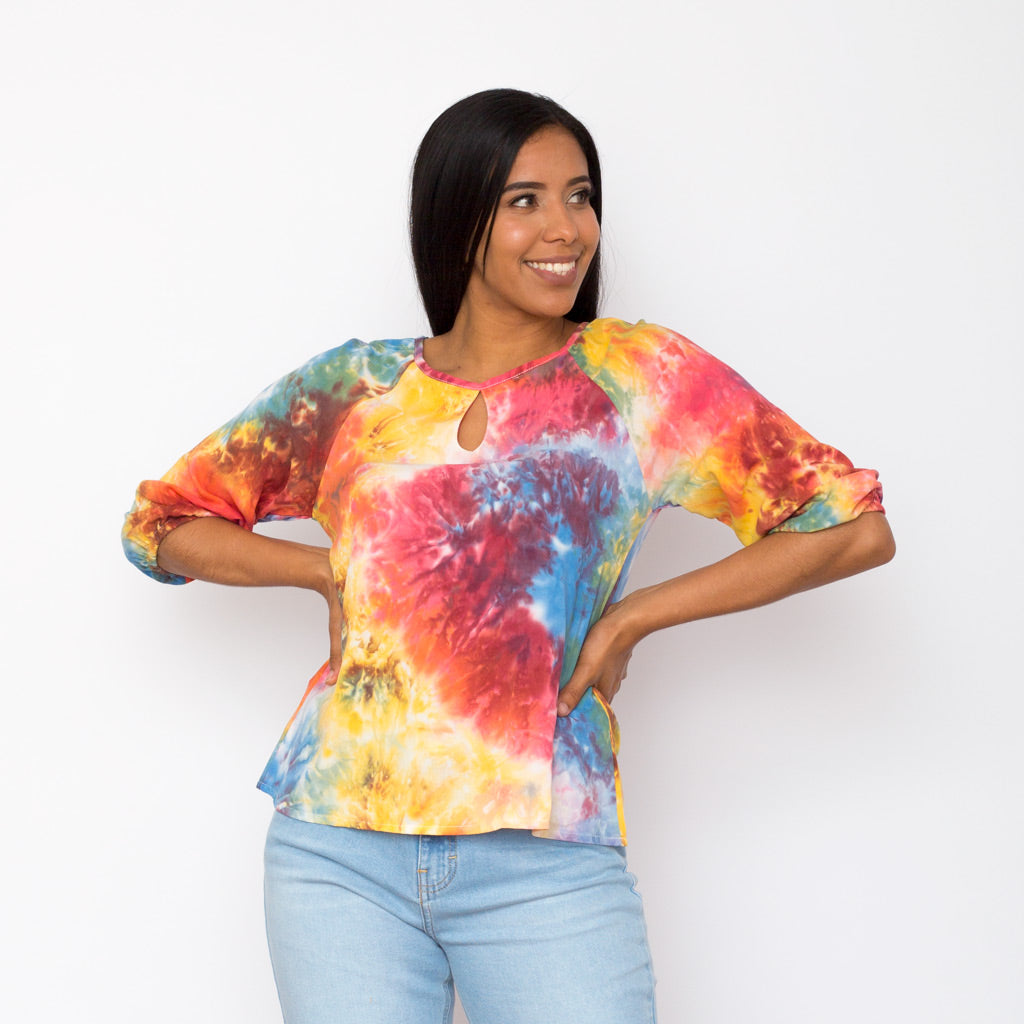 Blusa Ethiopia Tye-dye Manga 3/4 Mujer