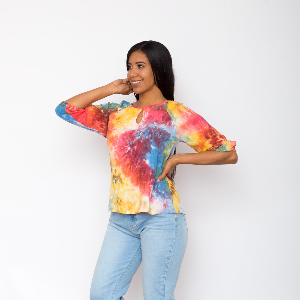Blusa Ethiopia Tye-dye Manga 3/4 Mujer