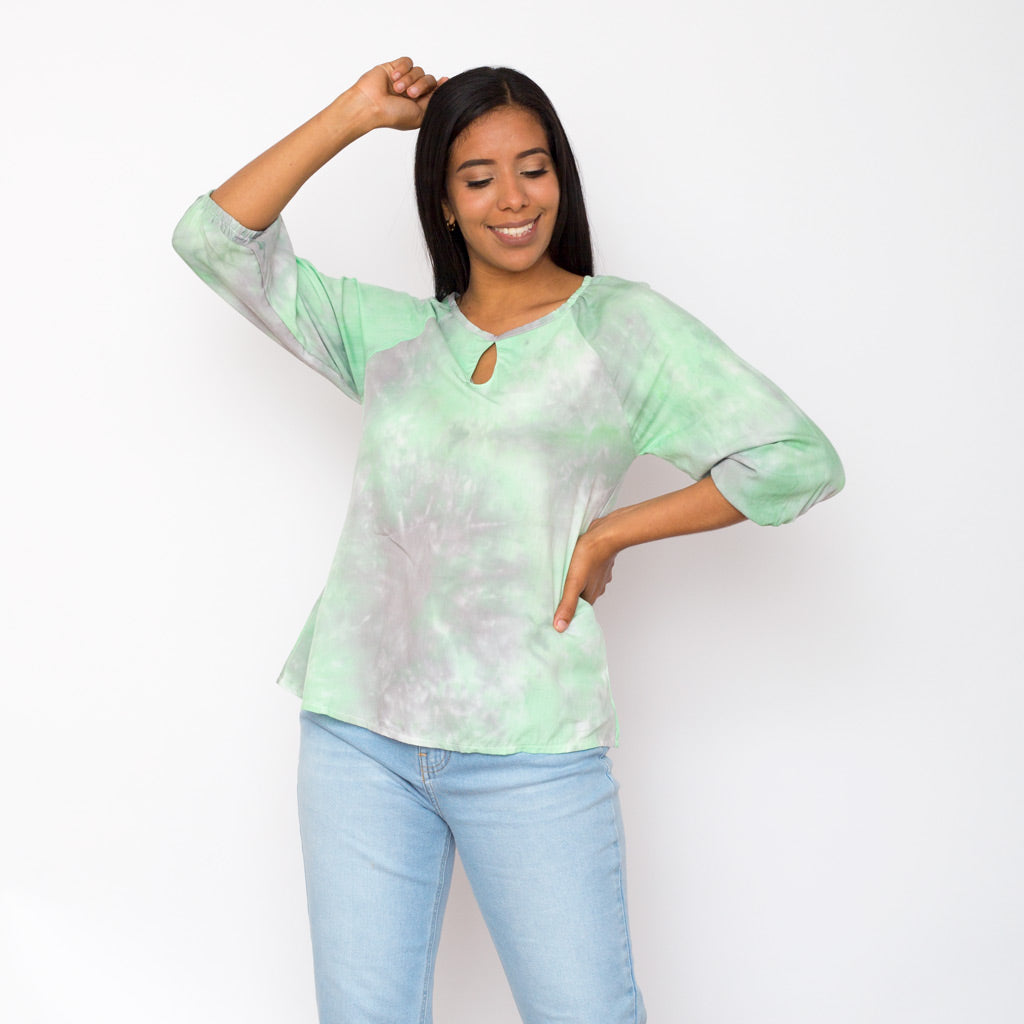 Blusa Ethiopia Tye-dye Manga 3/4 Mujer