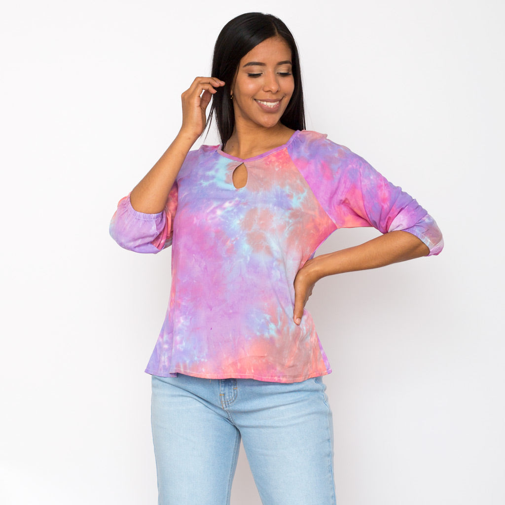 Blusa Ethiopia Tye-dye Manga 3/4 Mujer