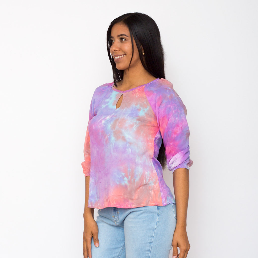 Blusa Ethiopia Tye-dye Manga 3/4 Mujer