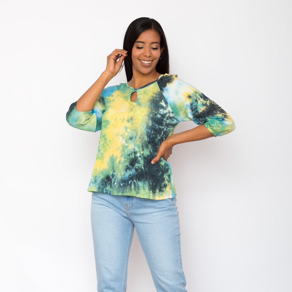 Blusa Ethiopia Tye-dye Manga 3/4 Mujer