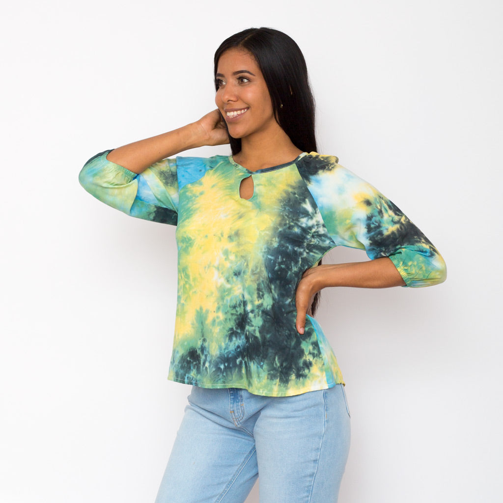 Blusa Ethiopia Tye-dye Manga 3/4 Mujer