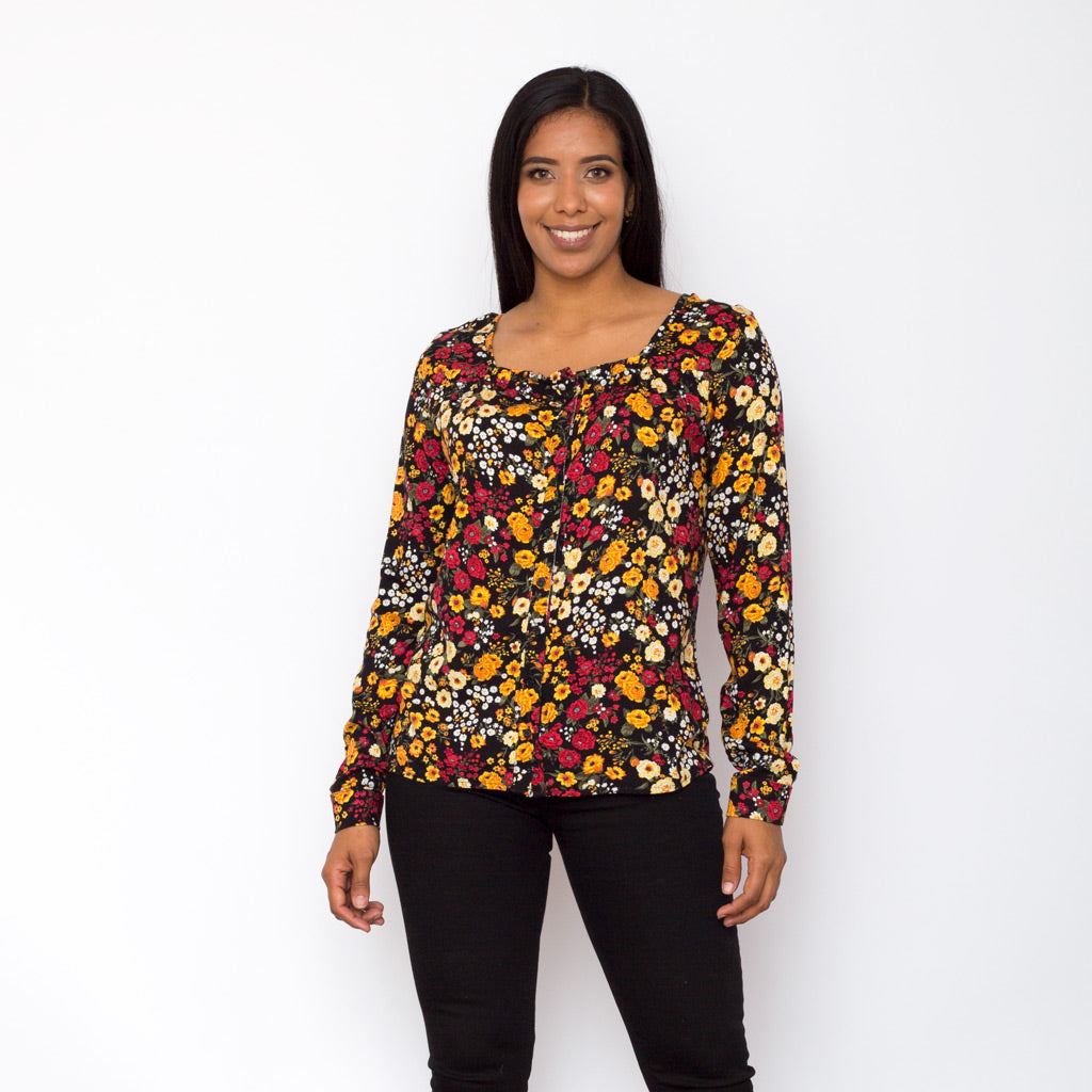 Blusa Ethiopia Floreada Manga Larga Mujer