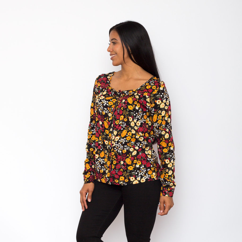 Blusa Ethiopia Floreada Manga Larga Mujer