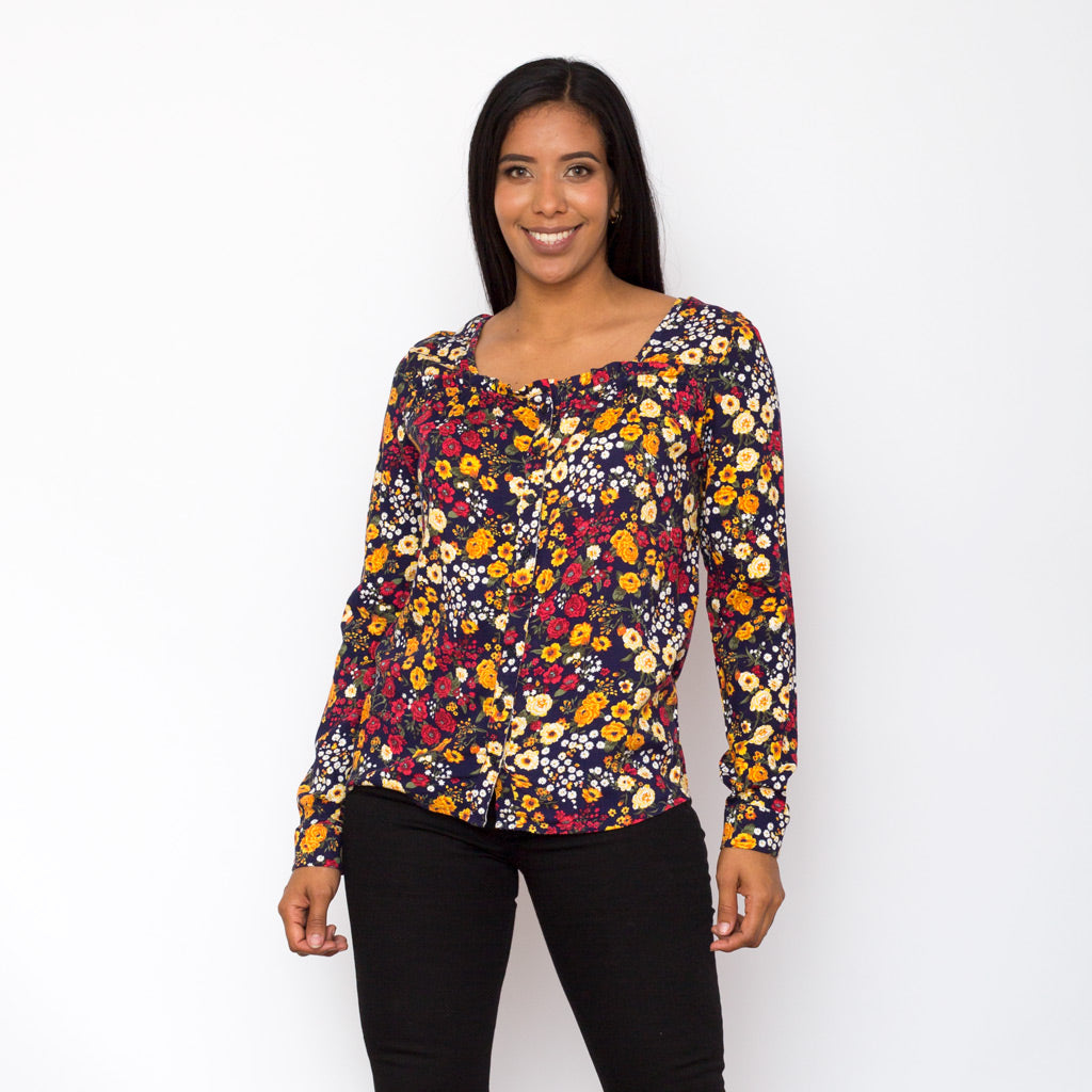 Blusa Ethiopia Floreada Manga Larga Mujer