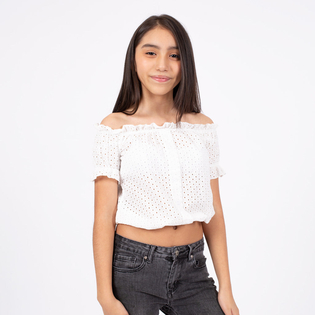 Blusa Essie Embrodery Manga Corta Niña