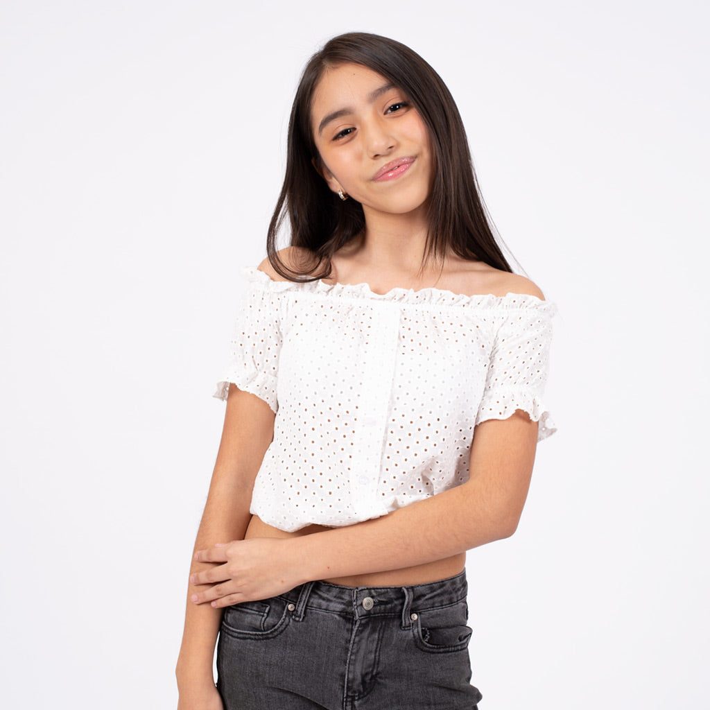 Blusa Essie Embrodery Manga Corta Niña