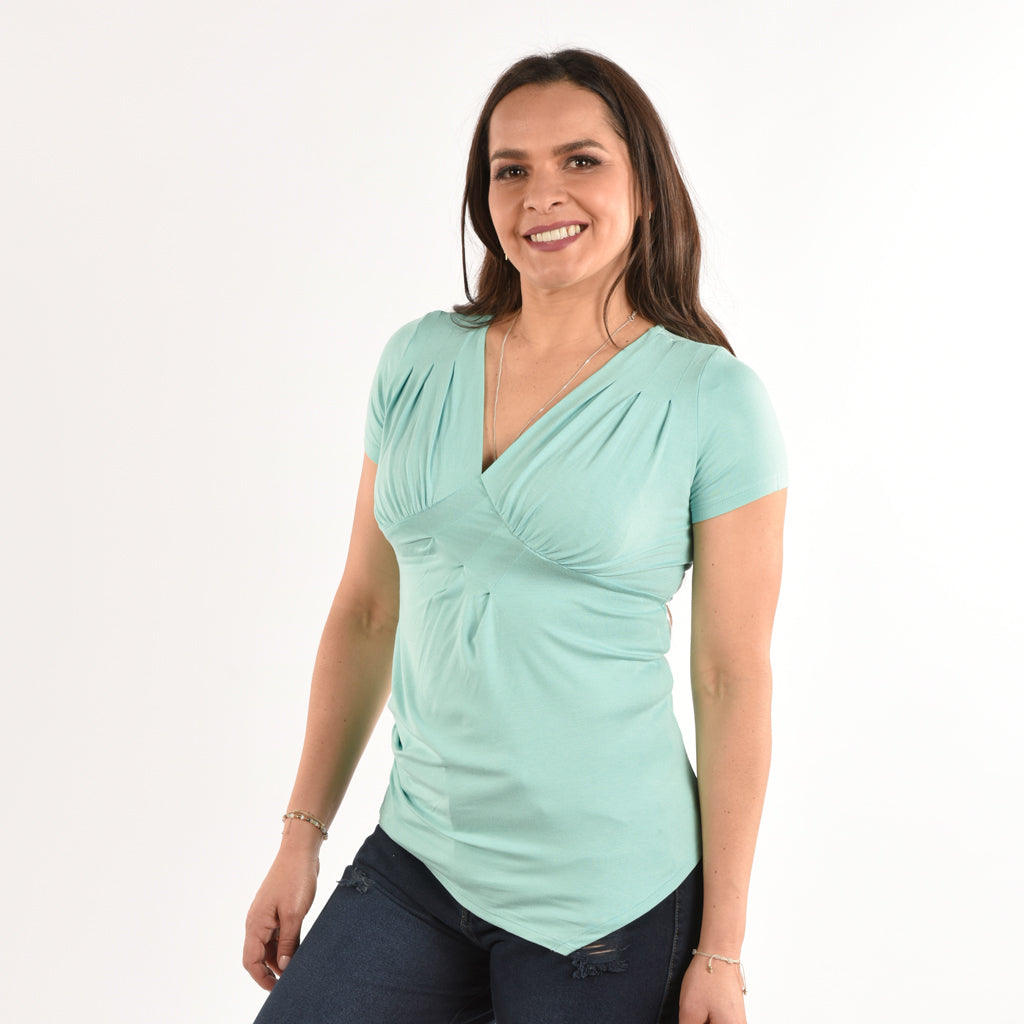 Polo Ethiopia Manga Corta Viscosa Con Pliegues Mujer