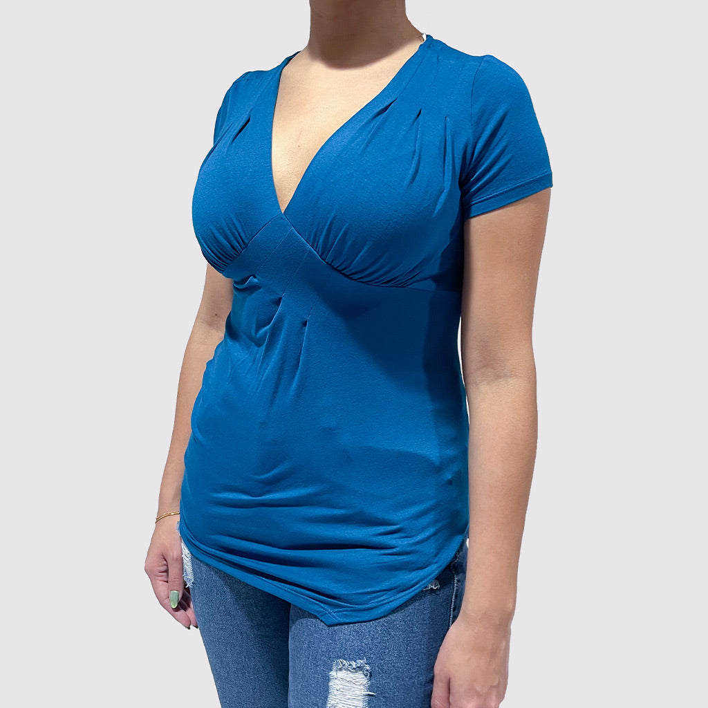 Polo Ethiopia Manga Corta Viscosa Con Pliegues Mujer