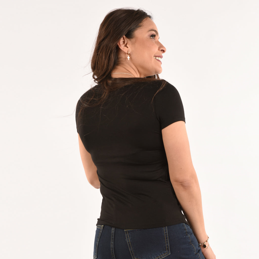 Polo Ethiopia Manga Corta Viscosa Con Pliegues Mujer