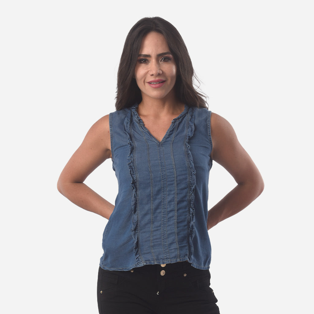 Blusa Ethiopia Algodon Manga Cero Mujer