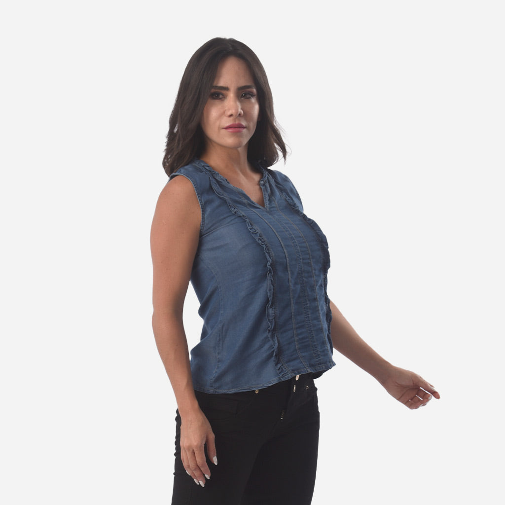 Blusa Ethiopia Algodon Manga Cero Mujer
