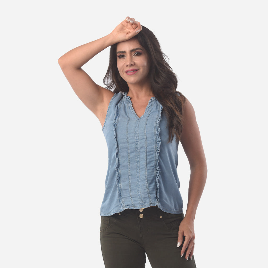 Blusa Ethiopia Algodon Manga Cero Mujer