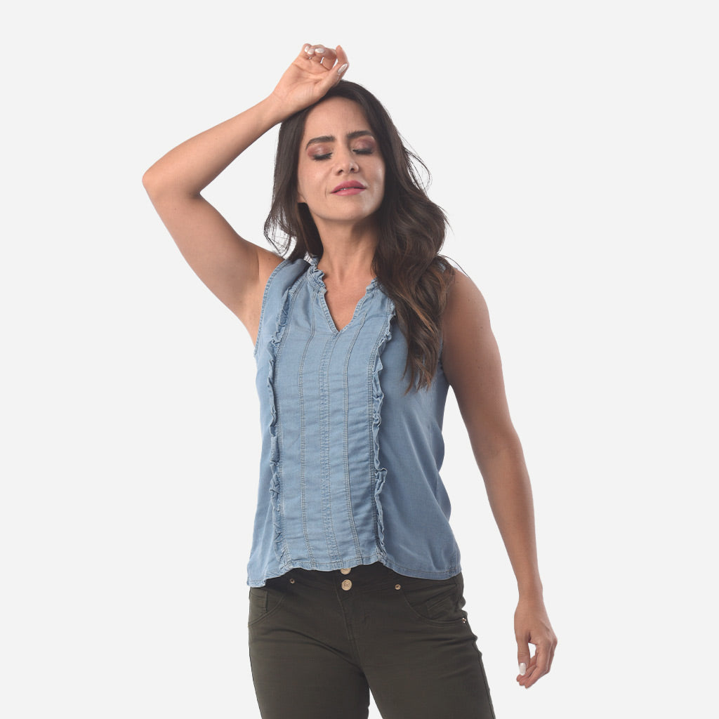 Blusa Ethiopia Algodon Manga Cero Mujer