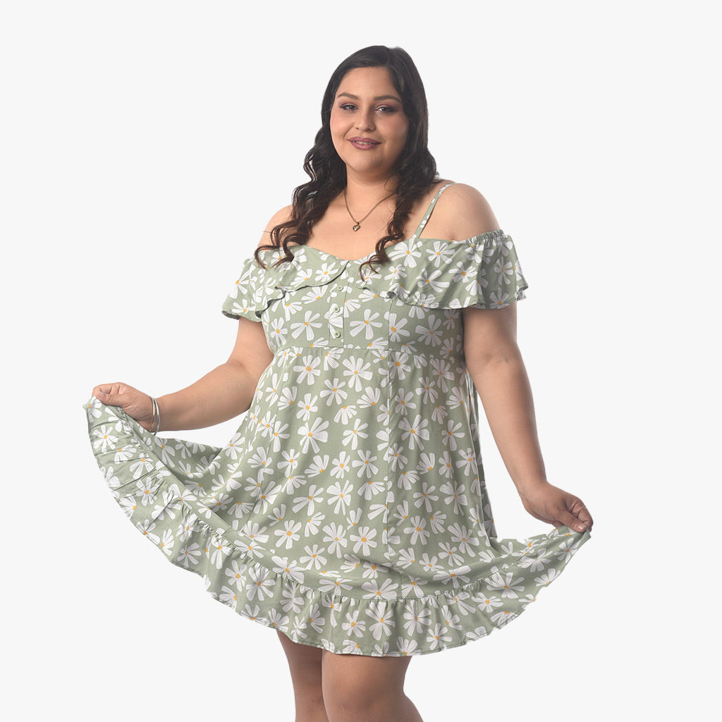 Vestido Magnolia Challis Manga Corta Mujer