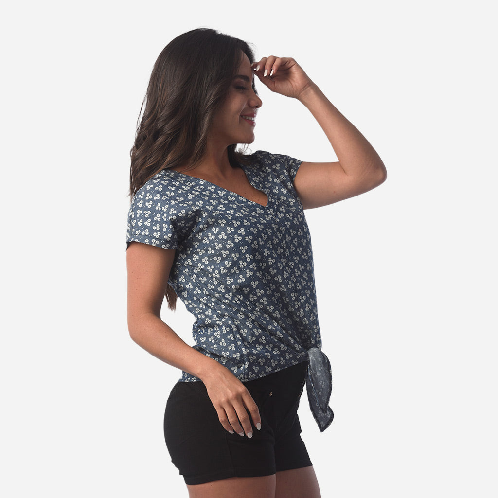 Blusa Ethiopia Chambray Manga Corta Mujer
