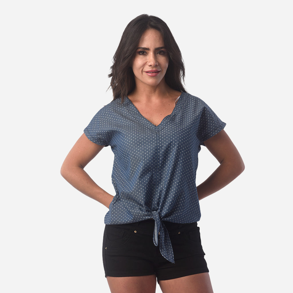 Blusa Ethiopia Chambray Manga Corta Mujer