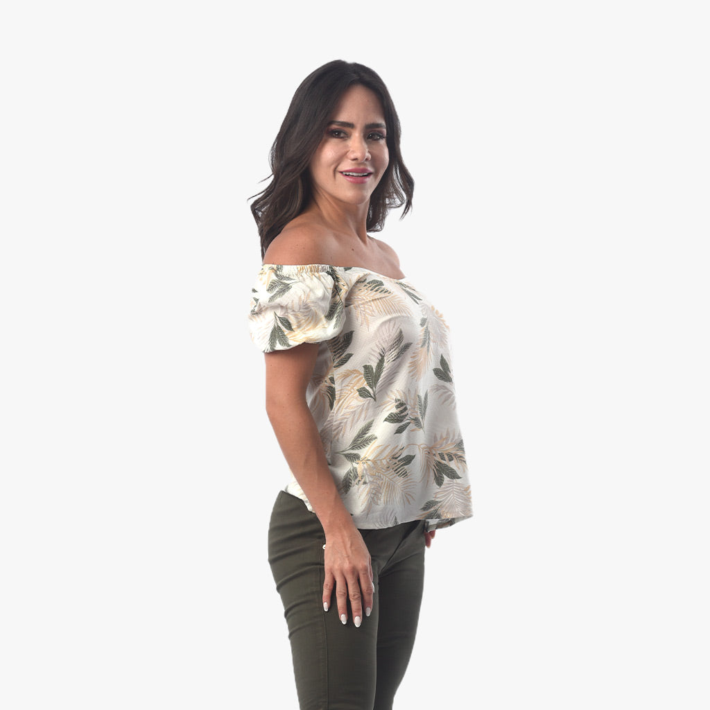 Blusa Ethiopia Challis Manga Corta Mujer
