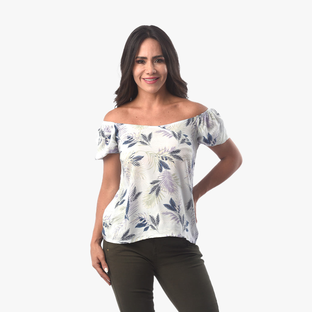 Blusa Ethiopia Challis Manga Corta Mujer