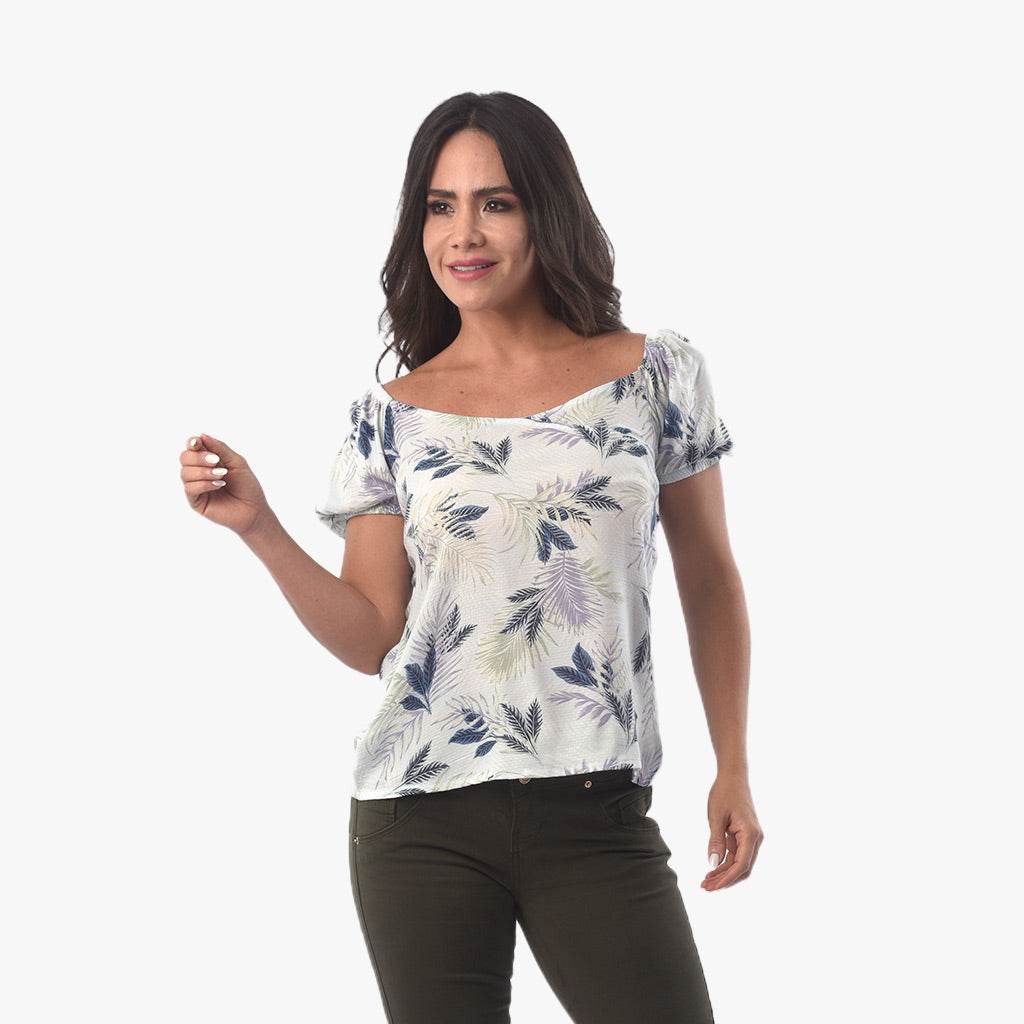 Blusa Ethiopia Challis Manga Corta Mujer