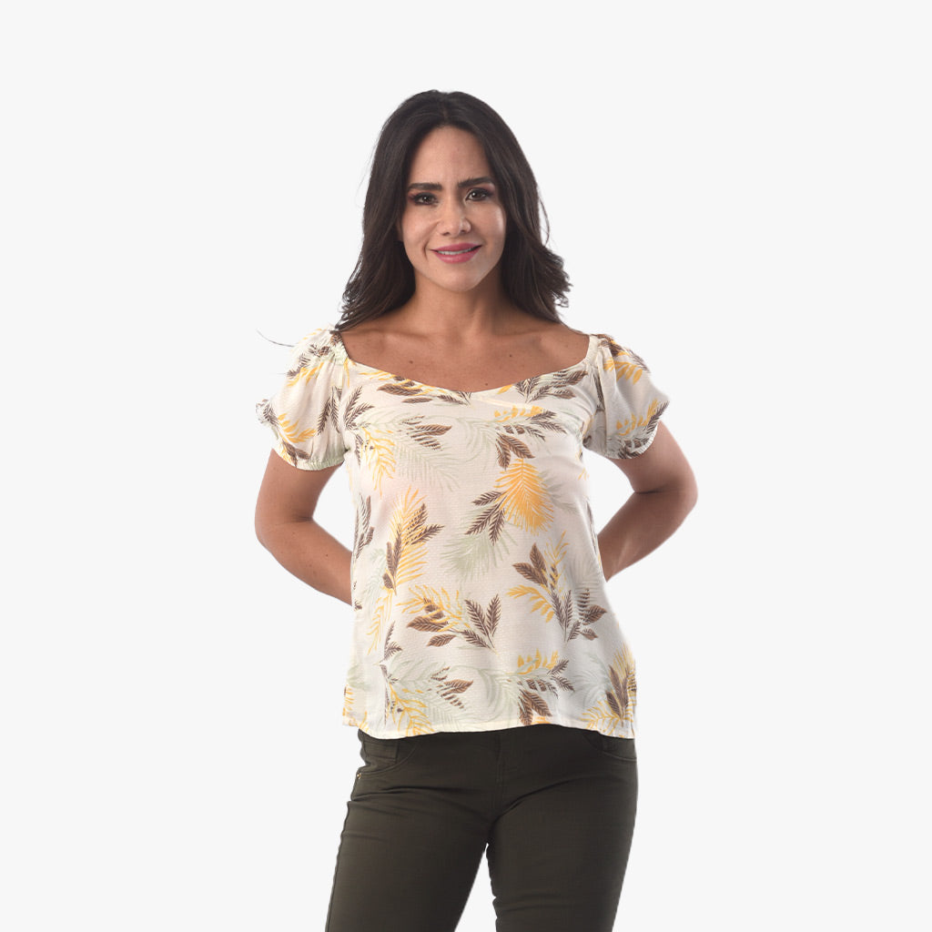 Blusa Ethiopia Challis Manga Corta Mujer