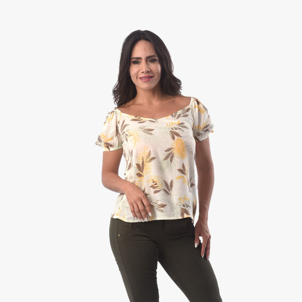 Blusa Ethiopia Challis Manga Corta Mujer